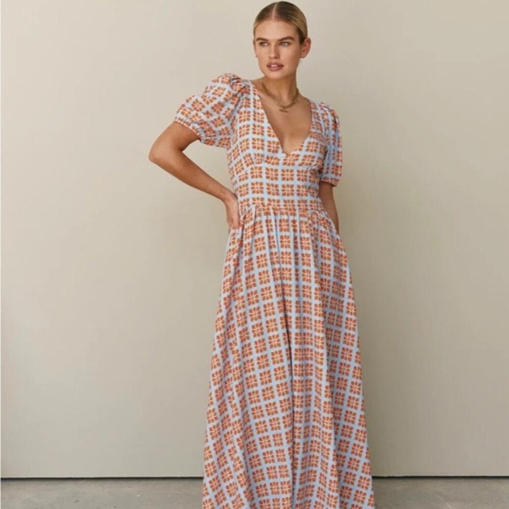 VRG GRL Womens 14 Paradiso Maxi Dress Bañares Print Evening Formal Vacation